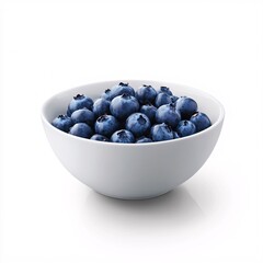 Small White Bowl Filled with Fresh Blueberries, Isolated on a White Background
