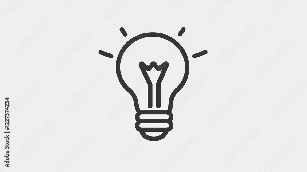Poster bright idea represented by a simple light bulb graphic on a neutral background. generative ai