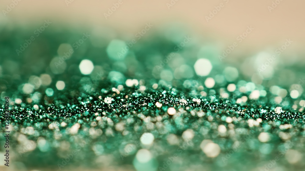 Poster emerald glitter texture with bokeh effect creating a sparkling and magical abstract background