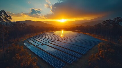 Solar Power at Sunset: Sustainable Energy in Nature