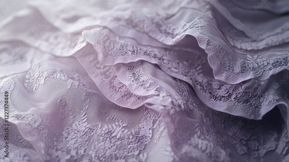 Leinwandbilder delicate lace fabric with soft folds and intricate patterns in light purple hues creating a dreamy t