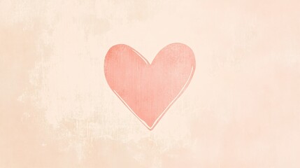 Soft peach heart on textured background for romantic design and love themed projects