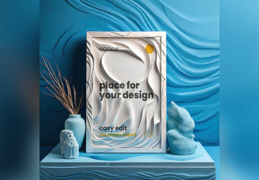 Frame Poster Mockup like Sculpture