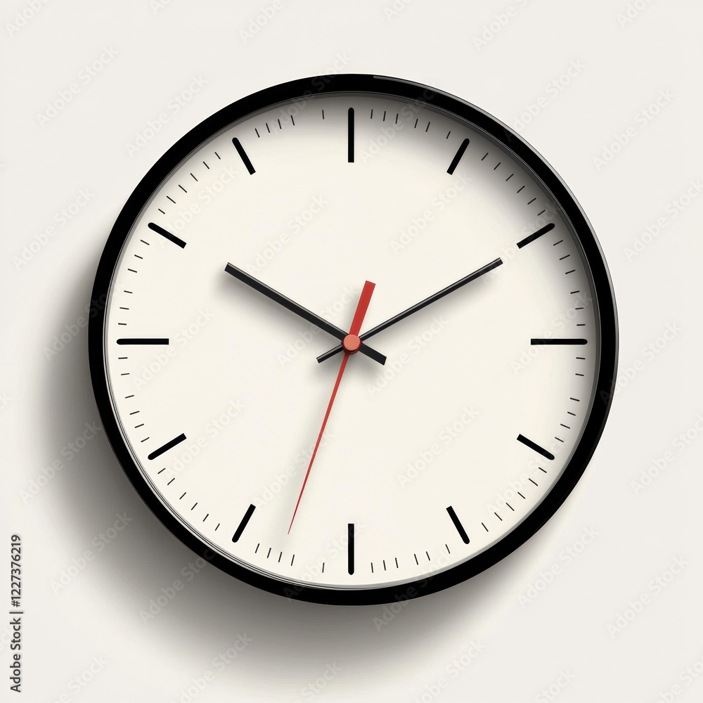 Fototapete modern wall clock displaying time in a minimalist style with black and red accents. generative ai