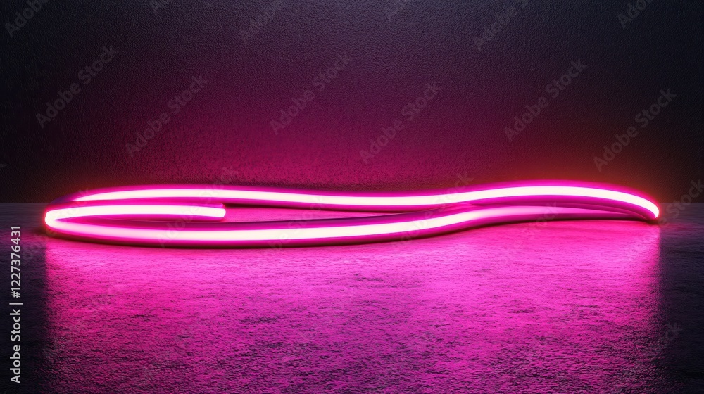 Poster pink neon light on textured surface with dark background creating a modern abstract scene