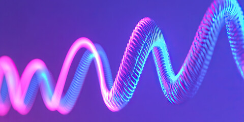 Fototapeta premium Pink and Blue Neon Ribbed Spiral Tube 3D Render