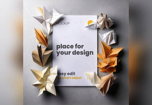 Origami Page Poster Mockup 02