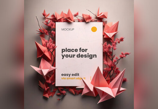 Origami Page Poster Mockup