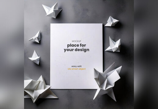Origami Page Poster Mockup Design