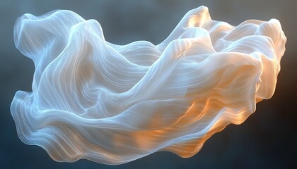 Obraz premium Flowing fabric illuminated by light against a dark smoky backdrop