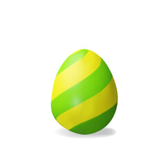 3d render green striped easter egg. Three-dimensional vector illustration for Christian celebration or children hunt, or springtime holiday. Religion traditional ceremony element. ingredient protein