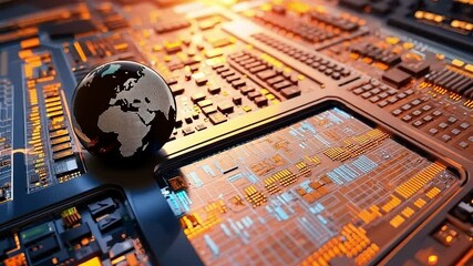 A computer keyboard with a globe on top of it - Powered by Adobe