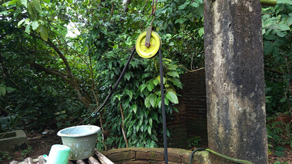  A hoist or pulley system is required to lift water from the well using ropes and buckets, the traditional way