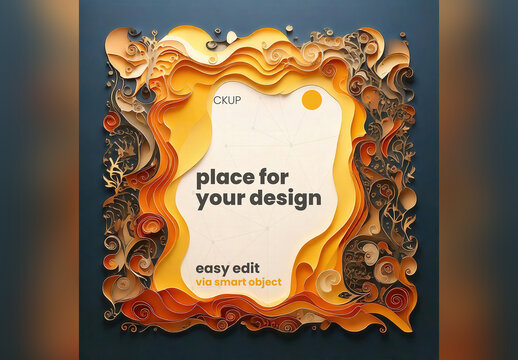 Page Poster Mockup in Papercraft Style
