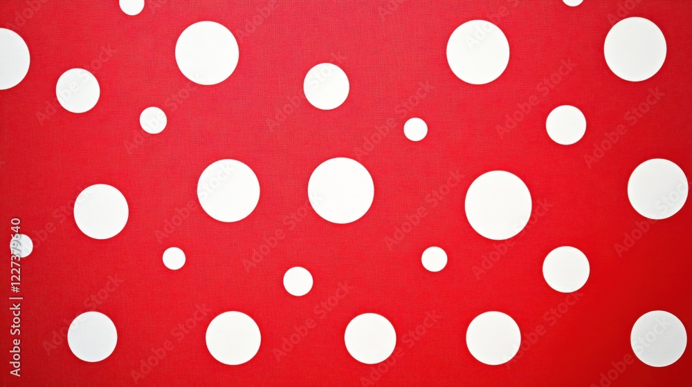 Poster red background with white circles pattern simple and graphic design for creative projects