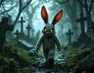 Menacing Easter Bunny: A Dark Fantasy Illustration