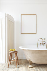 Bathroom interior. Poster mockup. 3d render.