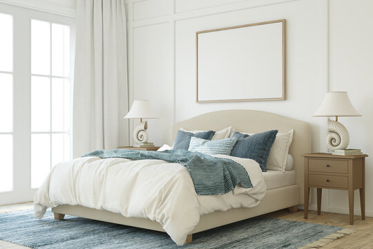 Interior of modern bedroom. Interior mockup. 3d render.