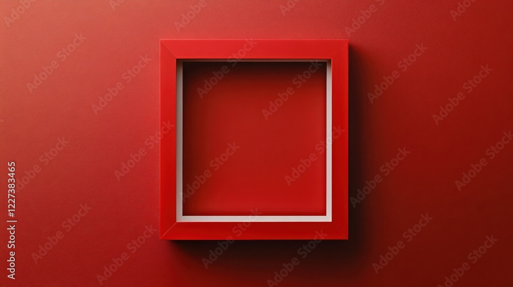 Poster red frame on textured red background creating a minimalist and modern design element for art