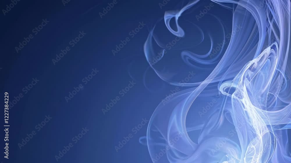 Poster abstract blue smoke artfully swirls against a dark background, creating a mesmerizing and ethereal v