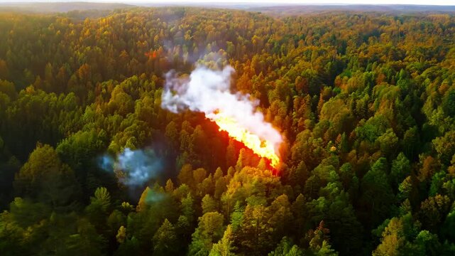 Forest Fire Disaster: Drone View of Wildfire Destruction - made with Generative AI