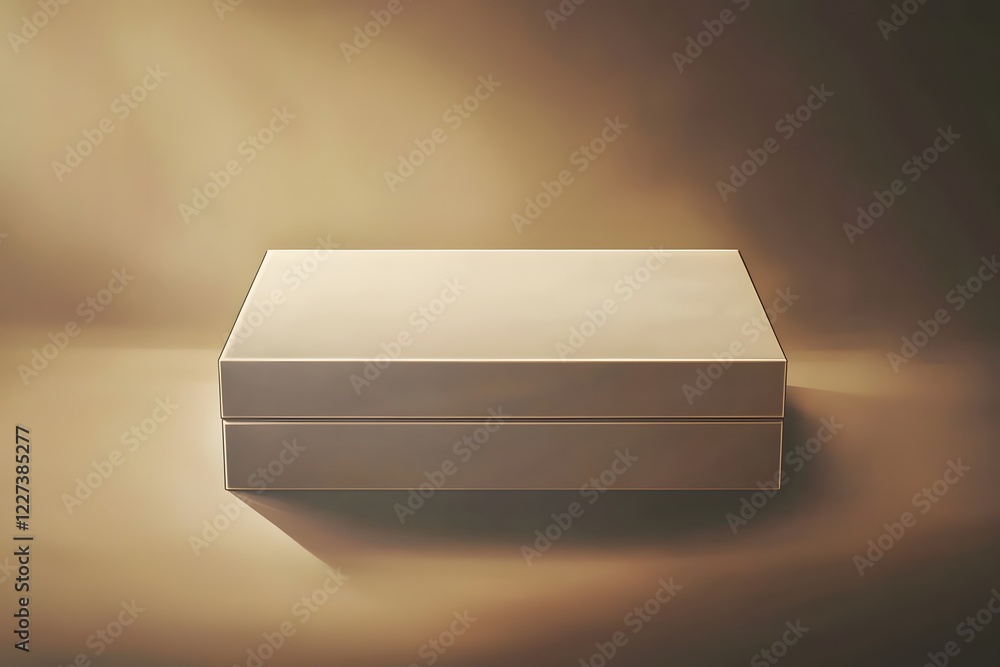Poster elegant two tiered display box on beige background ideal for product presentation and mockups