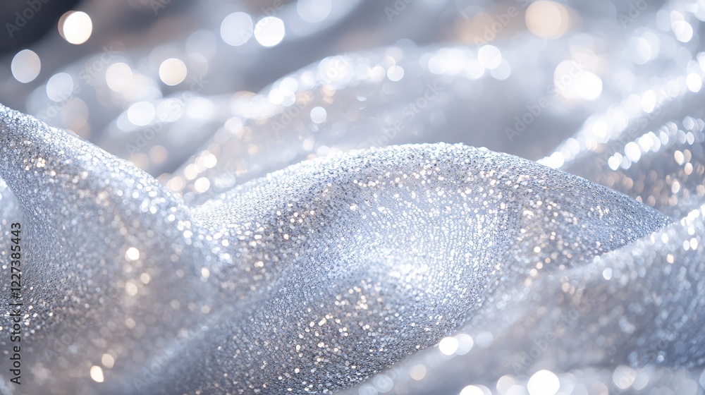 Aufkleber silver fabric texture with sparkling bokeh lights creating a luxurious and elegant backdrop
