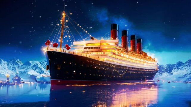 A large cruise ship floating on top of a body of water