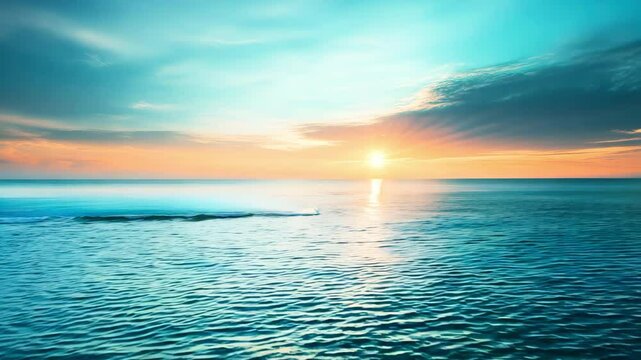 Aerial View of a Serene Ocean Sunset with Gentle Waves - made with Generative AI