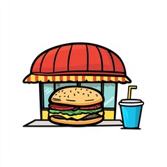 Delicious burger, soda, shop, street food, lunch