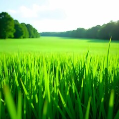 Obraz premium green field and blue sky