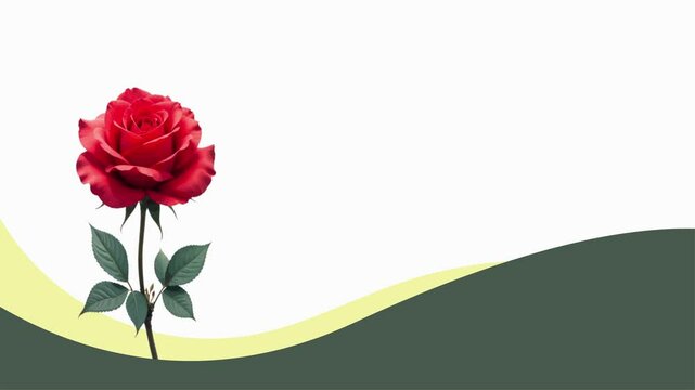 Simple footage of a single red rose combined with a green valley vector, suitable for complementing nature-themed designs.