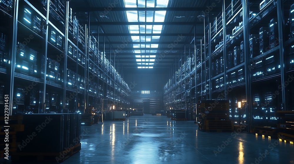 Leinwandbilder large-scale cryptocurrency mining operation depicted in an image showing high-tech equipment and inf