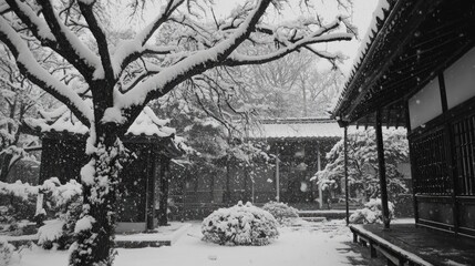 Fototapeta premium Snowy Courtyard
