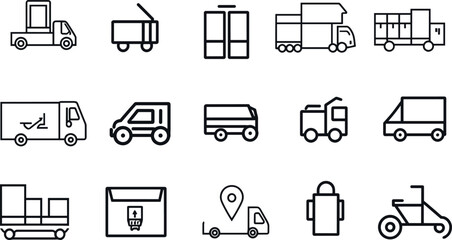 Collection of Line Icons for Logistics and Delivery Services