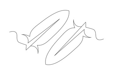 Bird feather Continuous one line art drawing  of outline line vector illustration 


