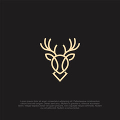 Simple flat minimalist modern deer head logo with a bold and elegant design, perfect for branding, nature conservation, and outdoor adventure-themed businesses