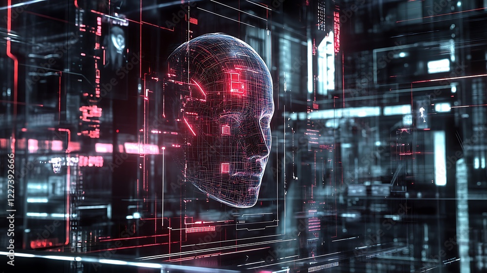 Leinwandbilder high-tech ai-driven facial recognition system showcasing advanced technology and innovation.