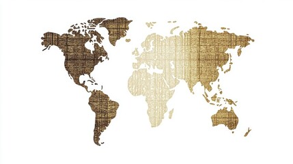 Abstract Brown And Gold Pixelated World Map Illustration