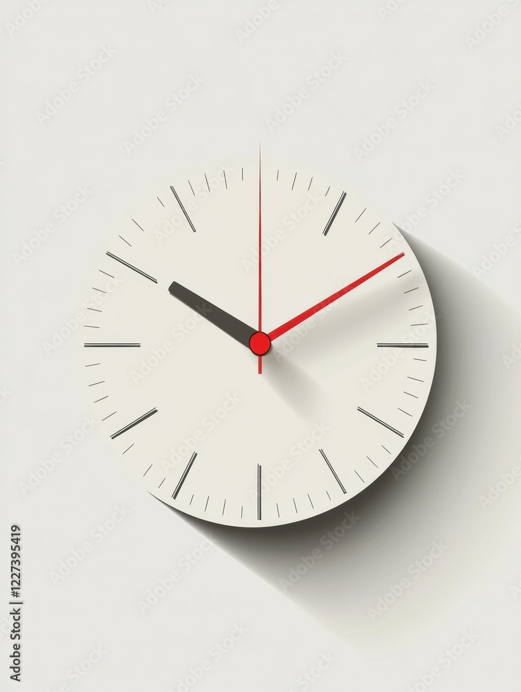 Leinwandbilder minimalistic clock design with white background and bold red details shows time clearly on a modern 