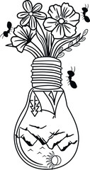 Bombilla con flores y hormigas.eps