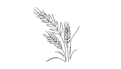 Continuous one single minimal line drawing plant