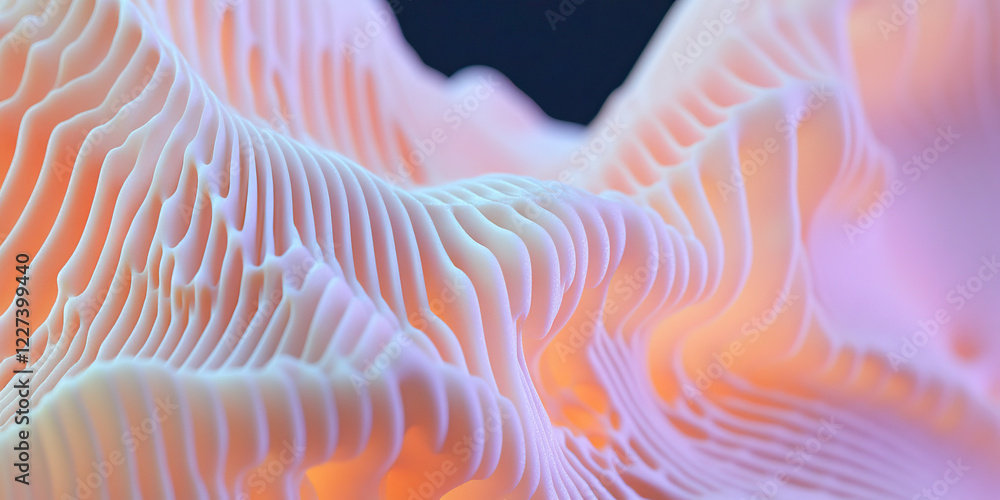 Poster abstract three-dimensional form with undulating ridges