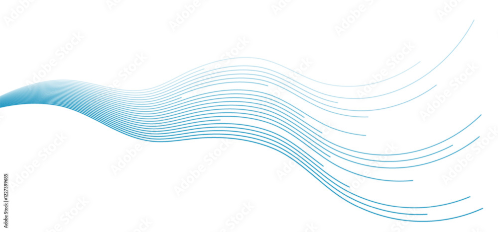 Poster blue minimal wavy lines abstract futuristic tech background. vector digital design