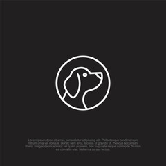 Simple minimalist rounded pet shop outline dog head logo with a clean and modern design, perfect for pet stores, veterinary clinics, and animal care businesses