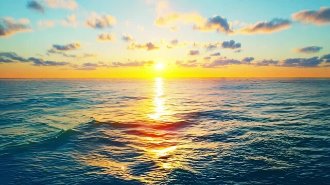 Golden Sunset Over Tranquil Ocean Waves &ndash; Aerial Perspective - made with Generative AI