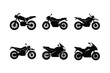 Electric motorcycle silhouette isolated on white clean background