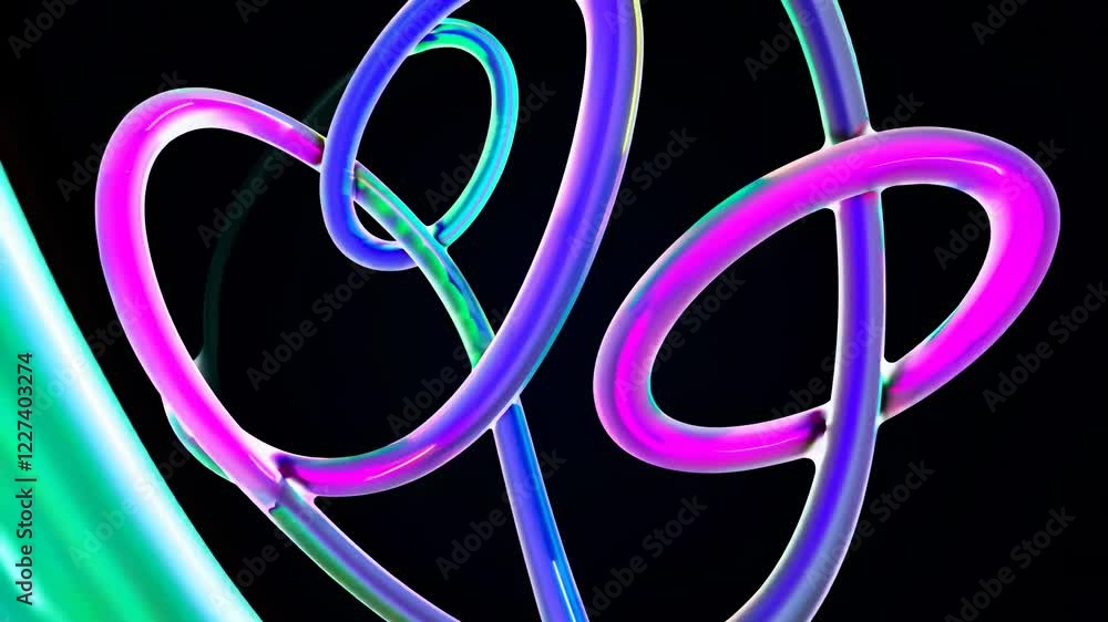 Poster dynamic abstract design featuring vibrant neon tubes intertwining against a dark backdrop. the glowi