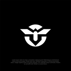 Simple flat drone logo with a sleek and professional design, perfect for aerial photography, drone technology, and modern aviation branding