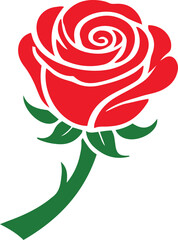 Elegant Silhouette Vector Illustration Logo of a Beautiful Single Red Rose &ndash; Perfect for Branding, Packaging, and Floral Designs.